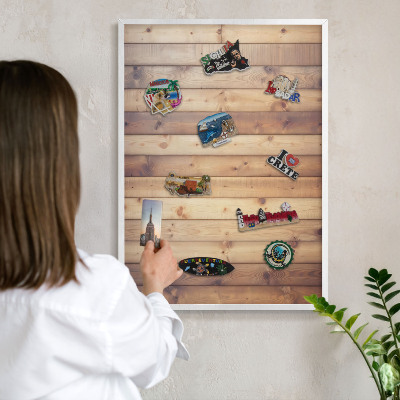 Tableau mural pour aimants dans un cadre noir Planches en bois