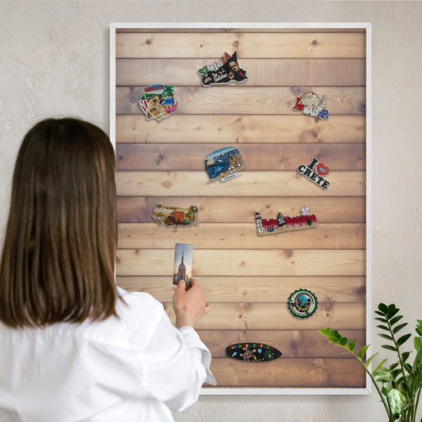 Tableau mural pour aimants dans un cadre noir Planches en bois