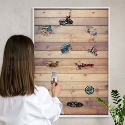 Tableau mural pour aimants dans un cadre noir Planches en bois