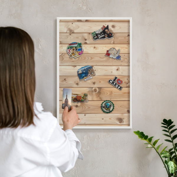 Panneau magnétique décoratif cadre noir Planches de bois