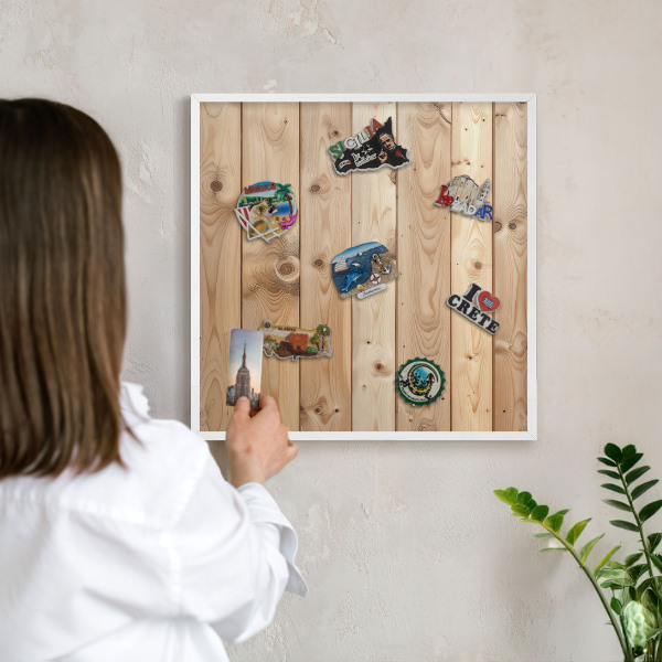 Panneau magnétique décoratif cadre noir Planches de bois