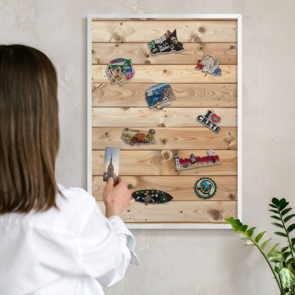 Panneau magnétique décoratif cadre noir Planches de bois