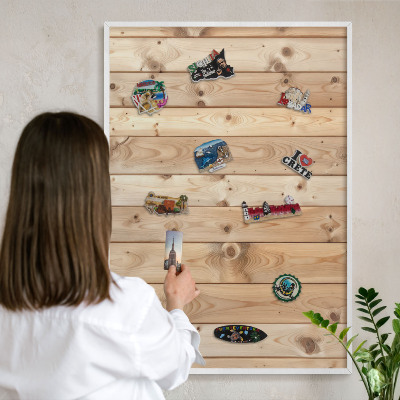 Panneau magnétique décoratif cadre noir Planches de bois
