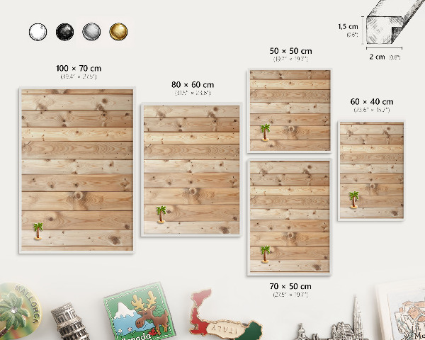 Panneau magnétique décoratif cadre noir Planches de bois