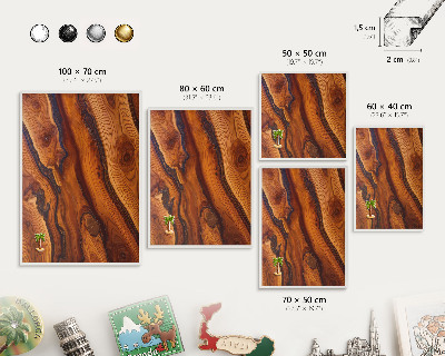 Tableau mural pour aimants dans un cadre noir Anneaux en bois