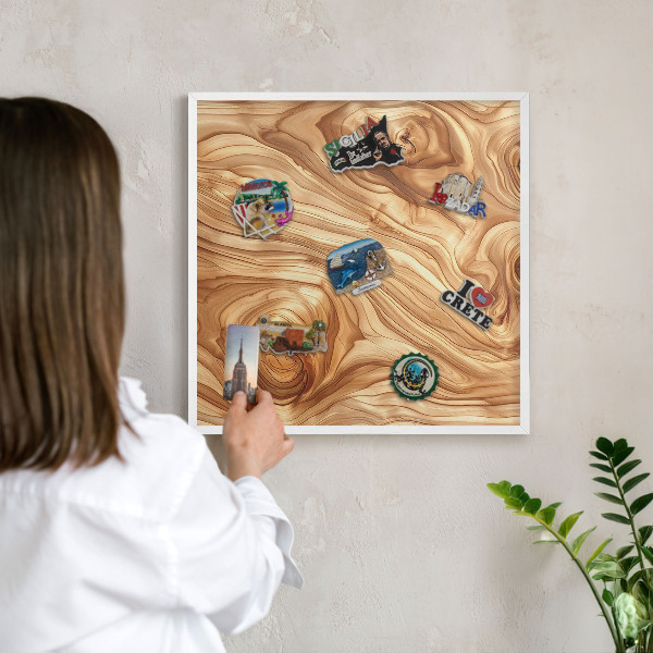 Panneau magnétique décoratif cadre noir Texture bois