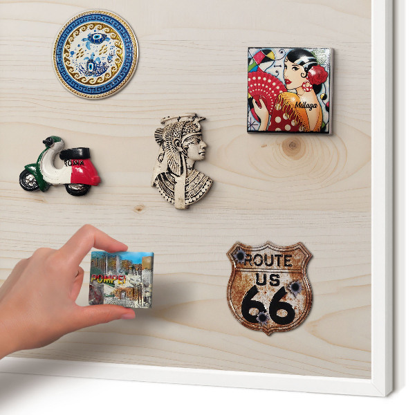 Tableau mural pour aimants dans un cadre noir Motif en bois