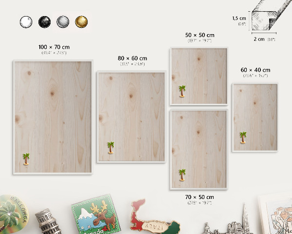 Tableau mural pour aimants dans un cadre noir Motif en bois