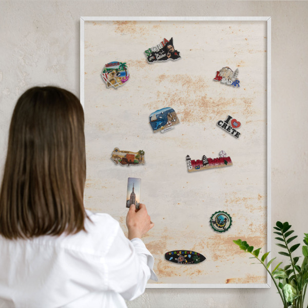 Tableau mural pour aimants dans un cadre noir Texture rouillée