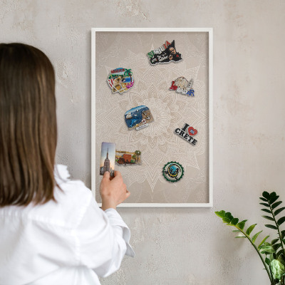 Tableau mural pour aimants dans un cadre noir Motif mandala