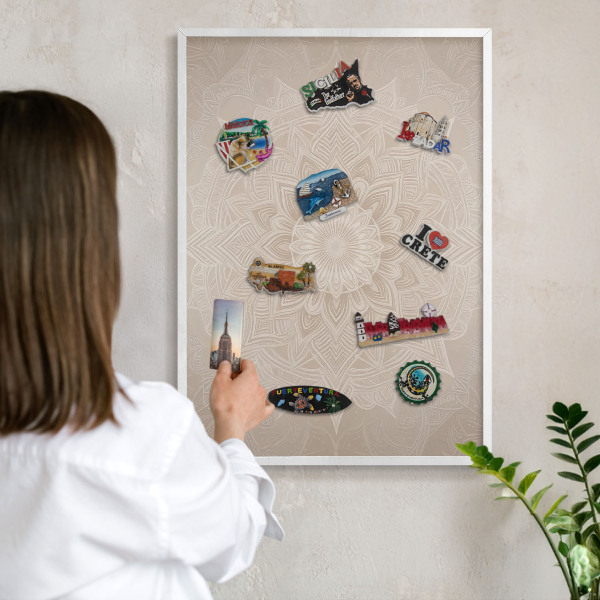 Tableau mural pour aimants dans un cadre noir Motif mandala