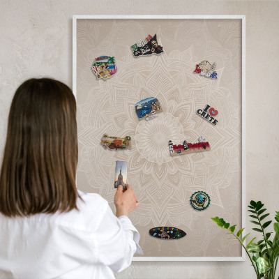 Tableau mural pour aimants dans un cadre noir Motif mandala