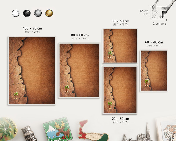 Tableau mural pour aimants dans un cadre noir Texture bois