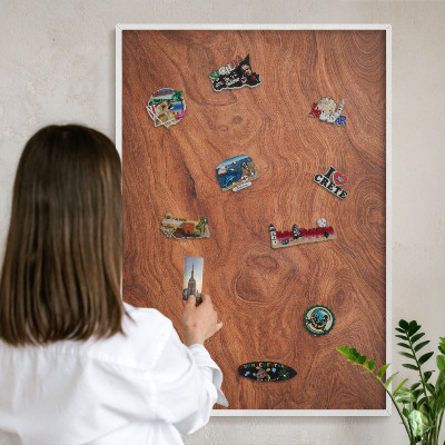 Panneau magnétique décoratif cadre noir Grain de bois