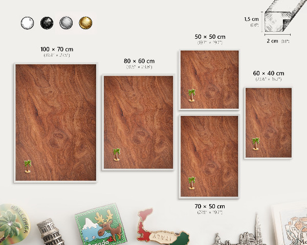 Panneau magnétique décoratif cadre noir Grain de bois