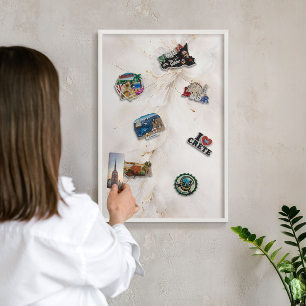 Tableau mural pour aimants dans un cadre noir Élégance florale