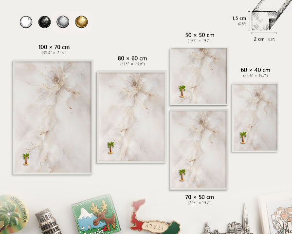 Tableau mural pour aimants dans un cadre noir Élégance florale
