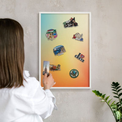 Tableau mural pour aimants dans un cadre noir Transition de couleur