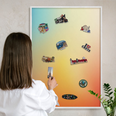 Tableau mural pour aimants dans un cadre noir Transition de couleur