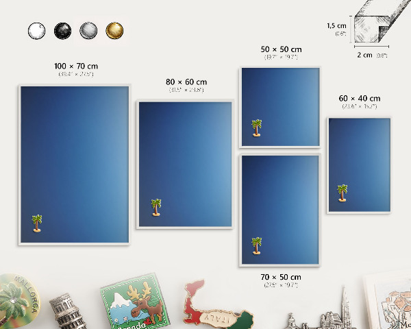 Tableau mural pour aimants dans un cadre noir Dégradés bleus