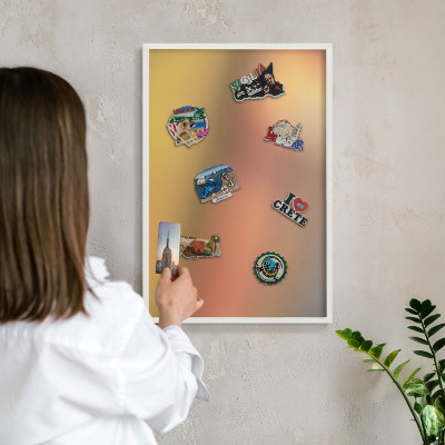 Tableau mural pour aimants dans un cadre noir Lueur colorée