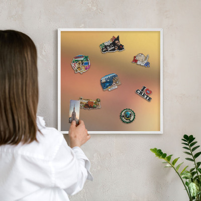 Tableau mural pour aimants dans un cadre noir Lueur colorée