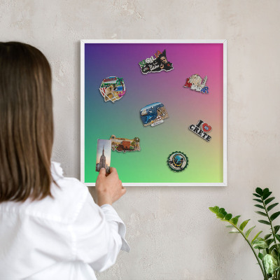 Tableau mural pour aimants dans un cadre noir Dégradé coloré