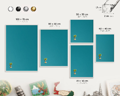 Panneau magnétique décoratif cadre noir Turquoise frais