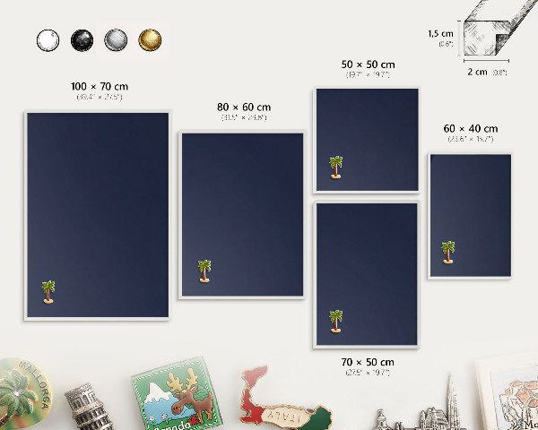 Tableau mural pour aimants dans un cadre noir Bleu marine foncé
