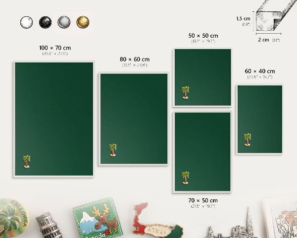 Tableau mural pour aimants dans un cadre noir Vert bouteille
