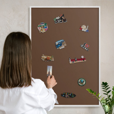 Tableau mural pour aimants dans un cadre noir Brun châtaigne