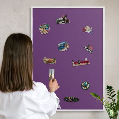 Panneau magnétique décoratif cadre noir Violet intense
