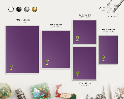 Panneau magnétique décoratif cadre noir Violet intense