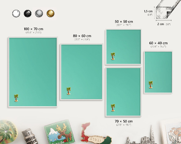 Tableau mural pour aimants dans un cadre noir Menthe forte
