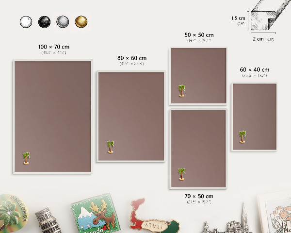 Tableau mural pour aimants dans un cadre noir Brun pastel