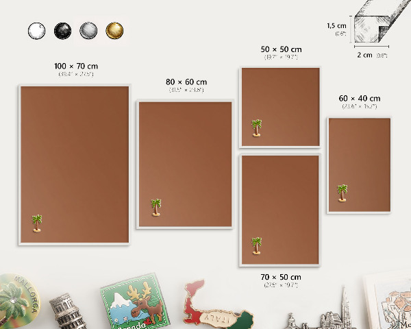 Tableau mural pour aimants dans un cadre noir Orange foncé