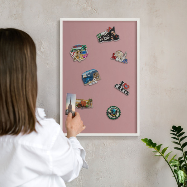 Panneau magnétique décoratif cadre noir Rose pastel poudré