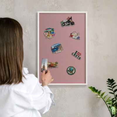 Panneau magnétique décoratif cadre noir Rose pastel poudré