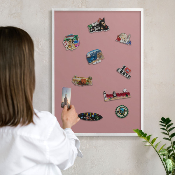 Panneau magnétique décoratif cadre noir Rose pastel poudré