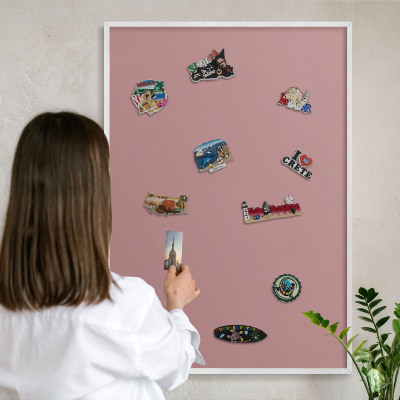 Panneau magnétique décoratif cadre noir Rose pastel poudré