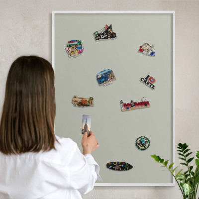 Tableau mural pour aimants dans un cadre noir Gris chaud