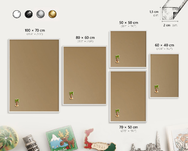 Tableau mural pour aimants dans un cadre noir Couleur brune