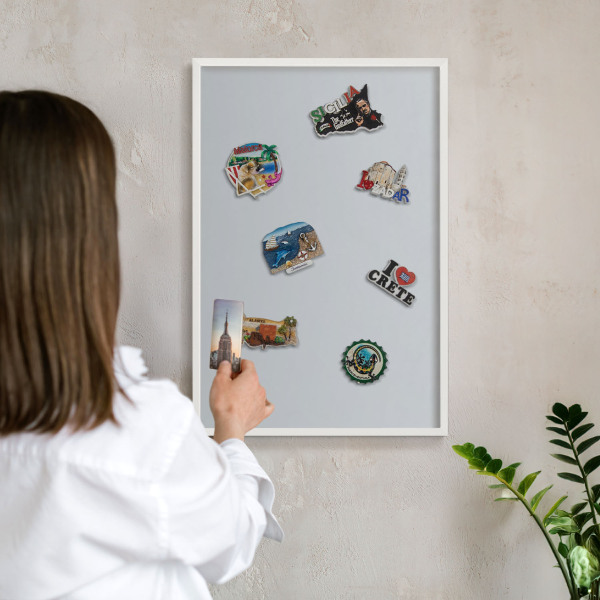 Tableau mural pour aimants dans un cadre noir Gris clair