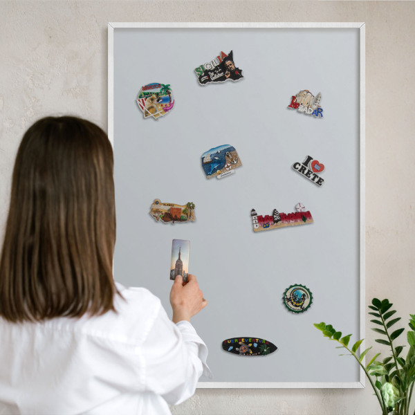 Tableau mural pour aimants dans un cadre noir Gris clair