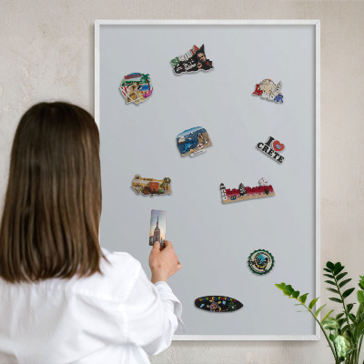 Tableau mural pour aimants dans un cadre noir Gris clair