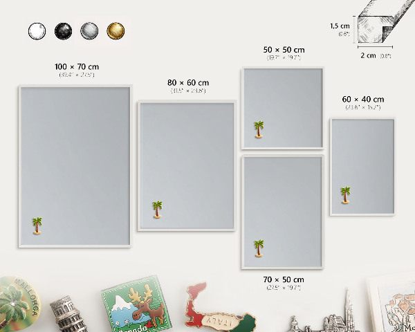 Tableau mural pour aimants dans un cadre noir Gris clair