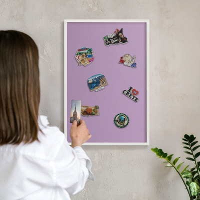 Panneau magnétique décoratif cadre noir Violet clair