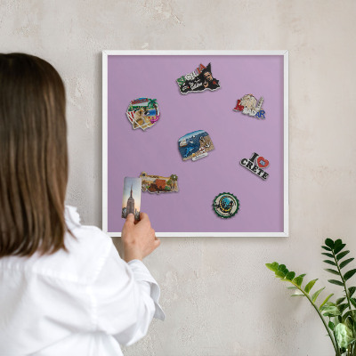 Panneau magnétique décoratif cadre noir Violet clair