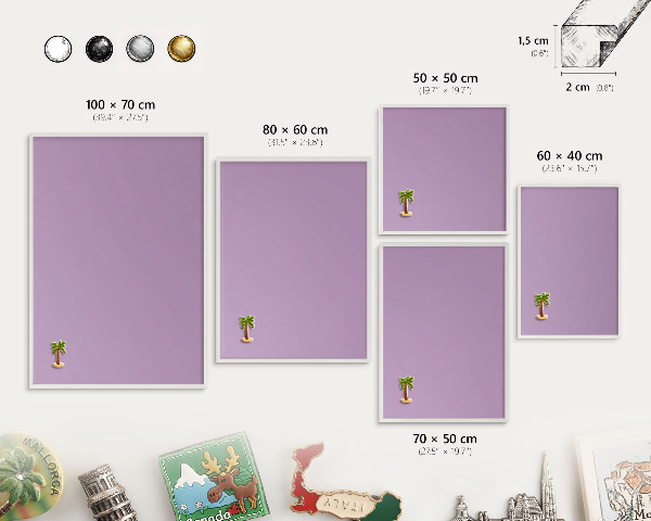 Panneau magnétique décoratif cadre noir Violet clair