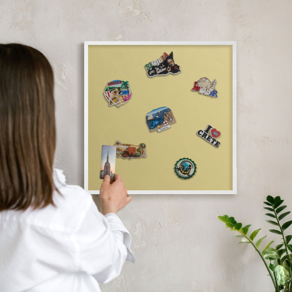 Tableau mural pour aimants dans un cadre noir Jaune vintage